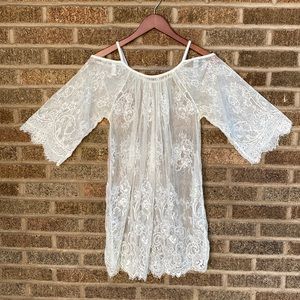 Lace Cream Overlay Dress